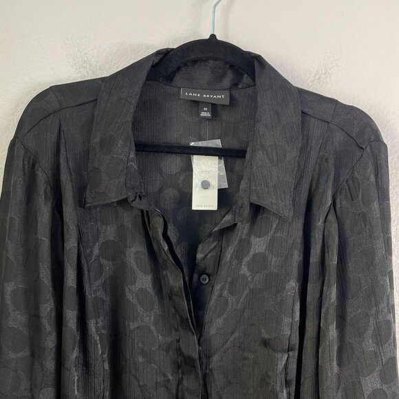 NEW Lane Bryant Womens Plus 22 Black Button Up Blouse Tunic Shirt Long Sleeve - Picture 12 of 14